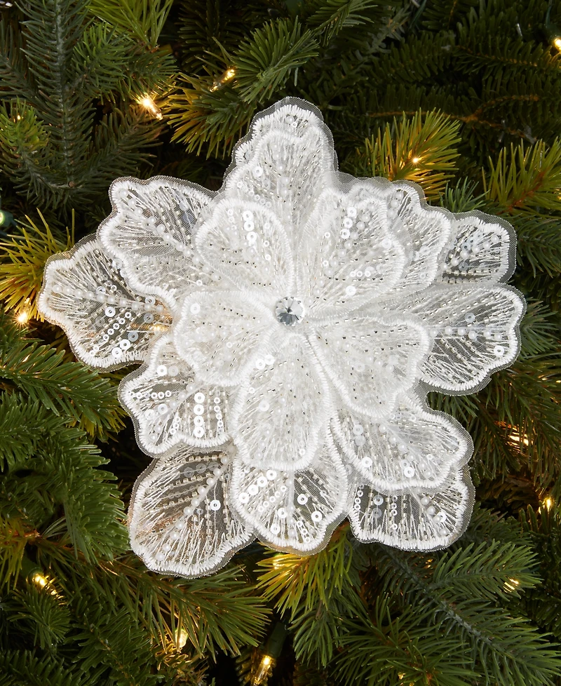Holiday Lane Iced Delight Floral with Sequins Clip Ornament, Macy's Exclusive
