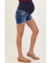 Pinkblush Maternity Navy Distressed Fringe Hem Shorts