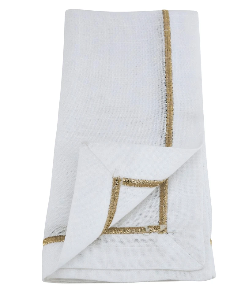 Saro Lifestyle Embroidered Line Design Napkins, Set of 4