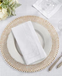 Saro Lifestyle Swiss Dot Collection Embroidered and Hemstitch Napkins