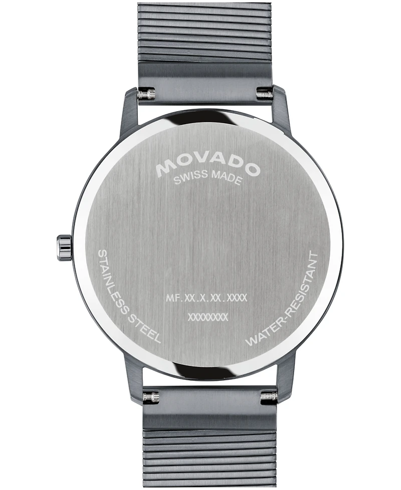 Movado Unisex Movado Face Swiss Quartz Ionic Plated Steel Watch 41mm