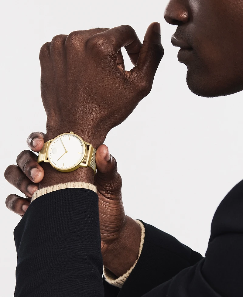 Movado Unisex Movado Face Swiss Quartz Ionic Plated Light Yellow Gold Steel Watch 41mm