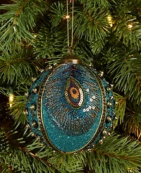 Holiday Lane Peacock Embellished Ball Ornament, Macy's Exclusive