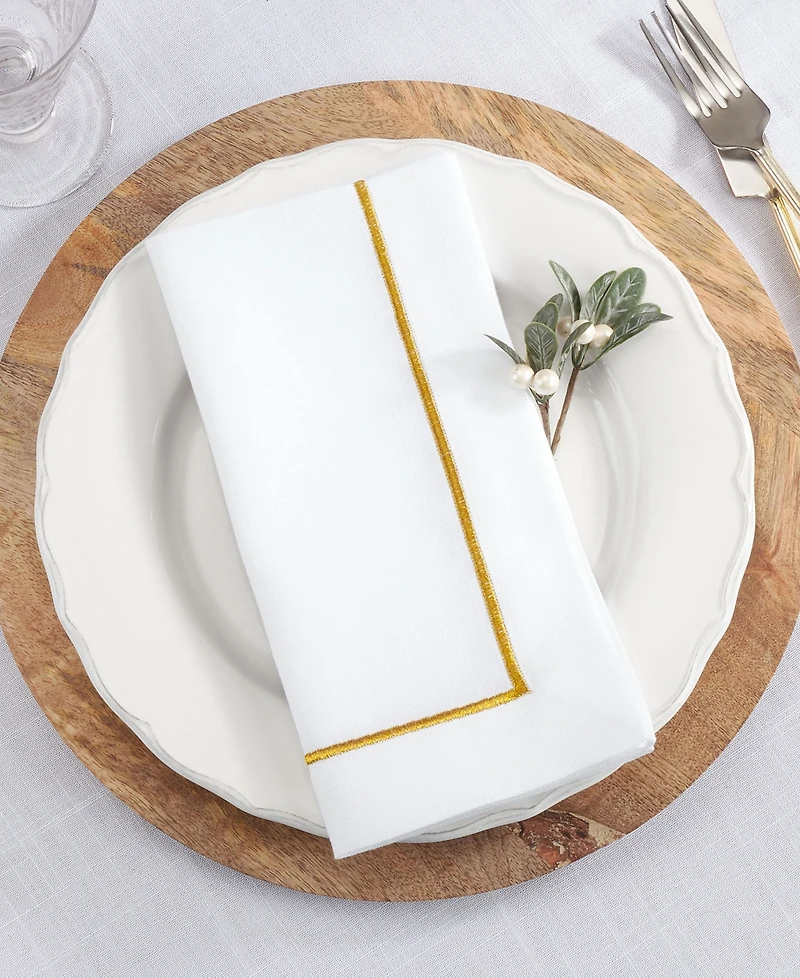 Saro Lifestyle Embroidered Line Design Napkins, Set of 4