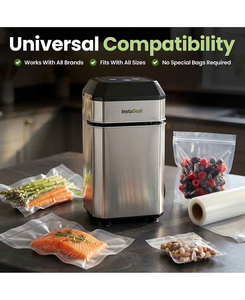 Airtight Double Seal Compact Upright Bag Food Vacuum Sealer with 12 Bags