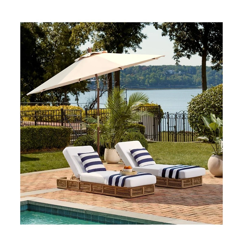 Augusta Home Cannes 9Ft Wood Crank Umbrella