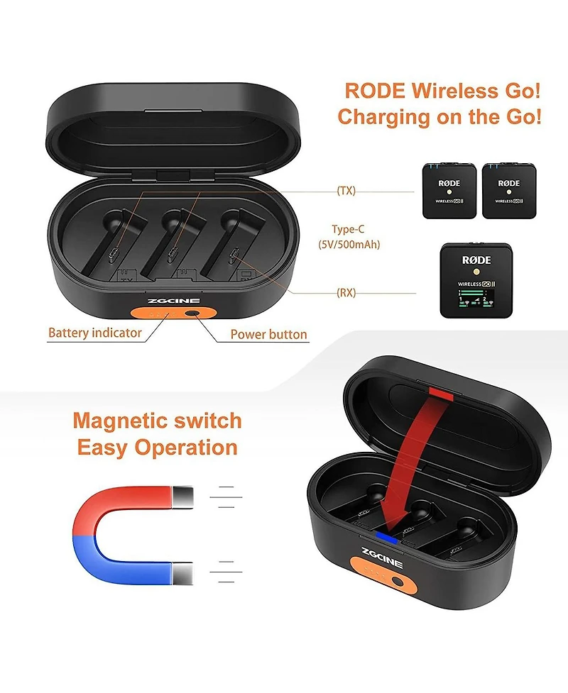 Zgcine Zg-R30 Charging Case for Rode Microphones Wireless Go and Go Ii