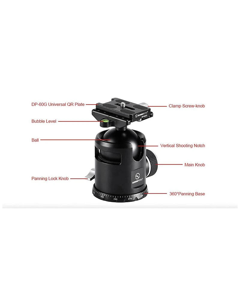 SunwayFoto Eb-52 Epic Series Traveler Ball Head with Quick Release Plate