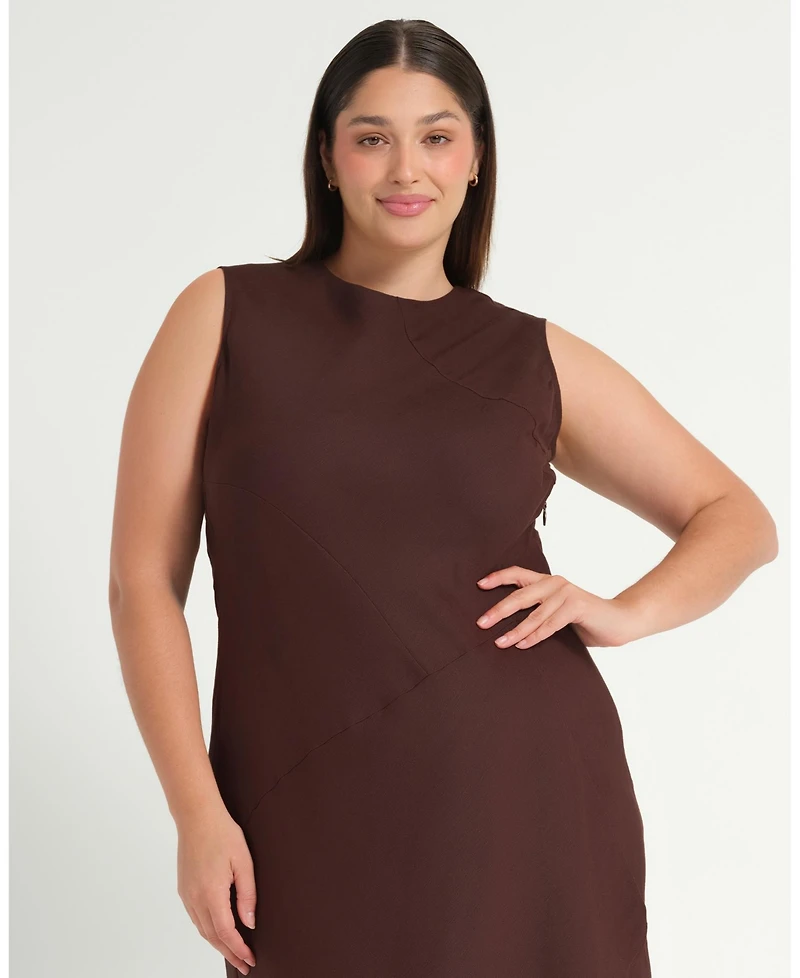 Estelle Women's Plus Nadia Linen Midi Dress