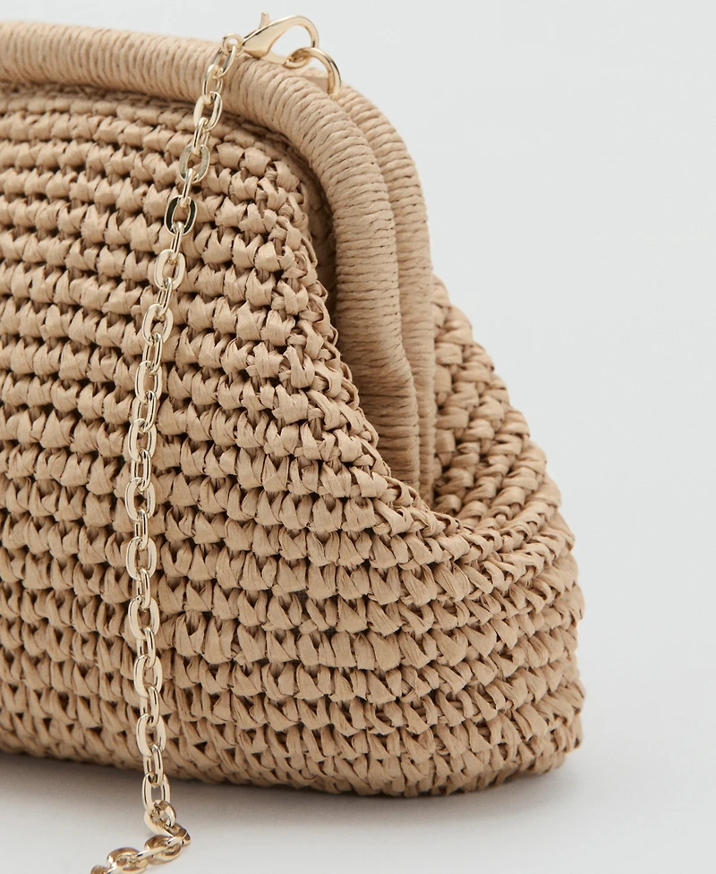 Mango Women's Natural Fiber Clutch Bag