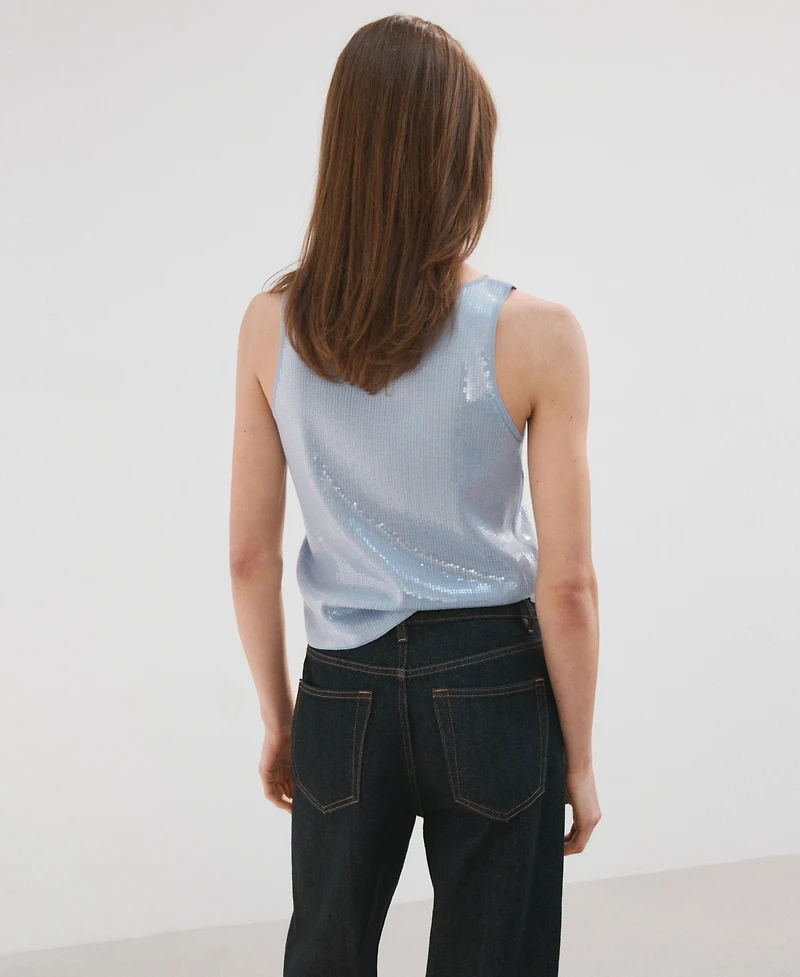 Mango Women's Sequins Knit Top