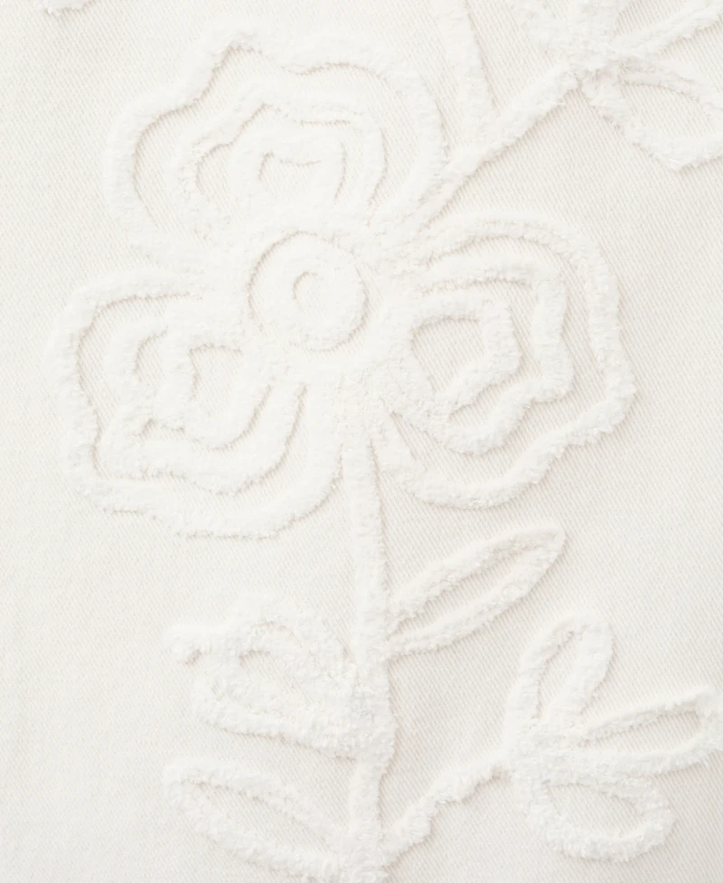 Mango Women's Floral Embroidery Wide Leg Jeans