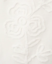 Mango Women's Floral Embroidery Wide Leg Jeans