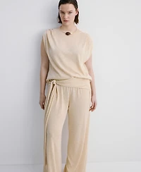 Mango Women's Knot Detail Fine-Knit Pants