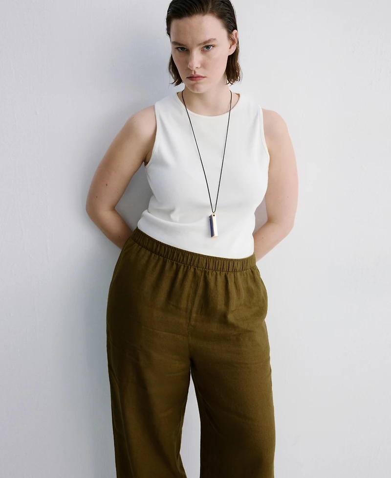 Mango Women's Straight Linen-Blend Pants