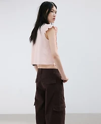 Mango Women's Embroidered Details Cotton Top