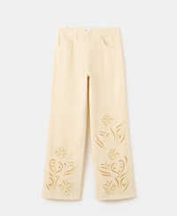 Mango Women's Openwork Embroidery Straight Jeans