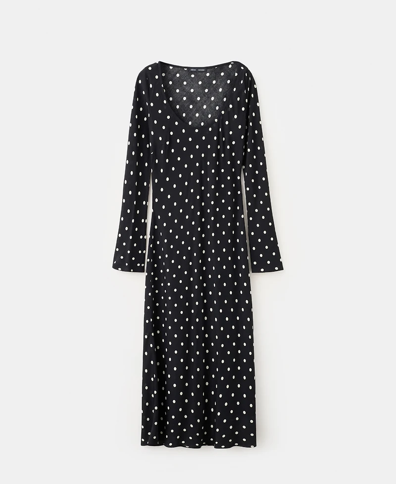 Mango Women's Long-Sleeve Polka-Dot Dress