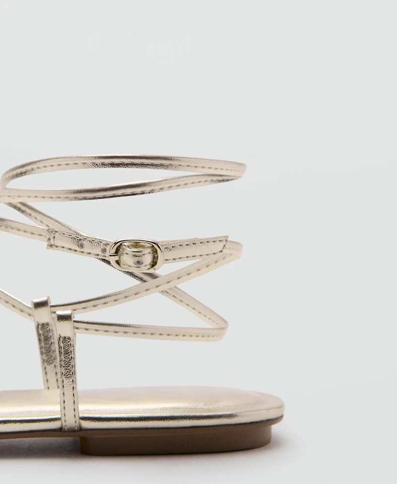 Mango Women's Metallic Straps Sandals