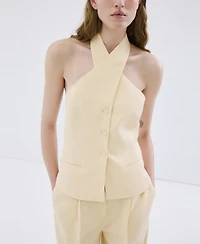 Mango Women's Linen Buttoned Top