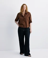 Mango Women's Chest-Pocket Cotton Shirt