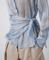 Mango Women's Scarf Detail Striped Shirt