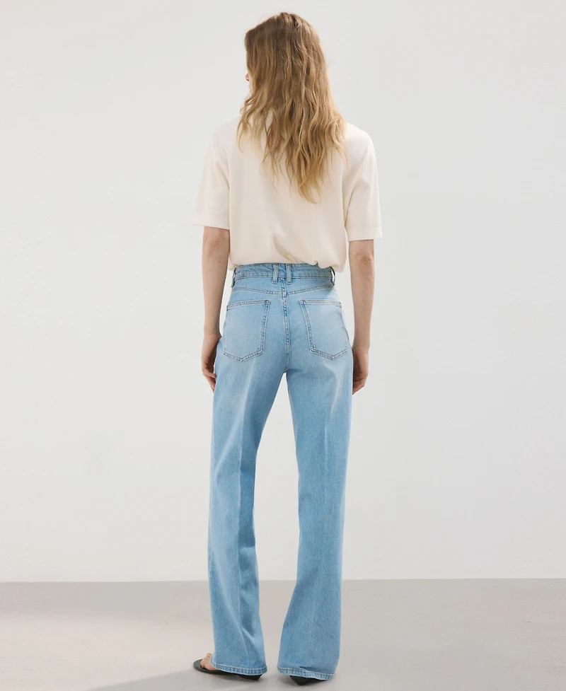 Mango Women's Pockets Wide-Leg Mid-Rise Jeans