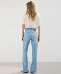 Mango Women's Pockets Wide-Leg Mid-Rise Jeans