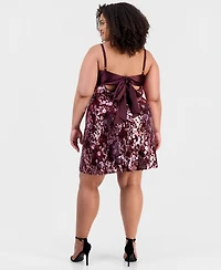 Seni & Cade Trendy Plus Twist-Front Satin Bandeau Sequin Skirt Dress