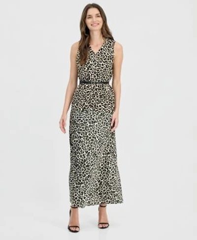 Anne Klein Womens Printed Five Button Long Vest Pull On Bias Skirt