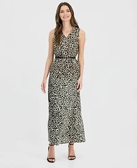 Anne Klein Womens Printed Five Button Long Vest Pull On Bias Skirt