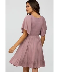 Pinkblush Maternity Navy Blue Smocked Front Ruffle Hem Dress