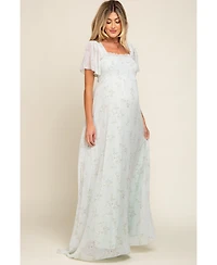 Pinkblush Women's Floral Smocked Chiffon Maxi Dress