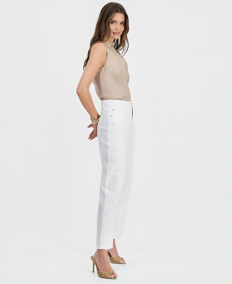 I.n.c. International Concepts Women's High-Rise Barrel-Leg Ankle Jeans, Macy's Exclusive