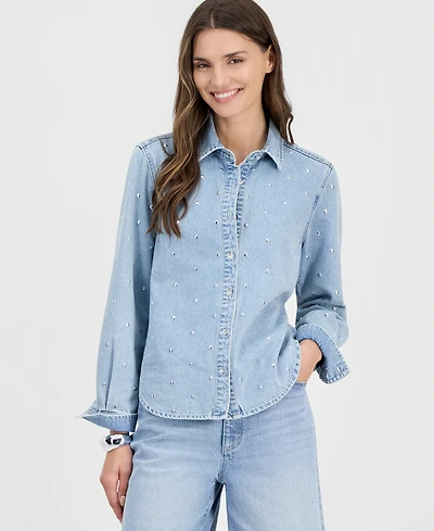 I.n.c. International Concepts Women's Studded Denim Shirt Macy's Exclusive