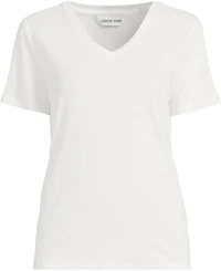 Lands' End Women's Short Sleeve Linen Blend V-Neck Tee