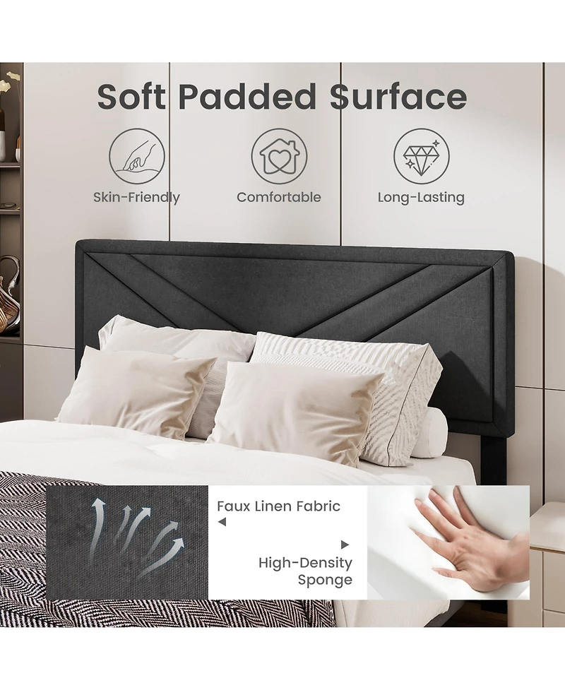 Sugift Upholstered Platform Bed with Tufted Headboard and Wooden Slats