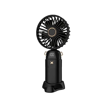 GabbaGoods Handheld Fan with Lcd Battery Display, Desktop Stand, Phone Holder, and 3 Speeds