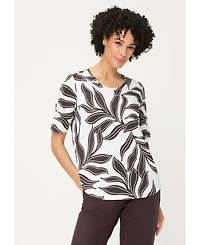 Olsen Women's Dotted Leaf Print T-Shirt