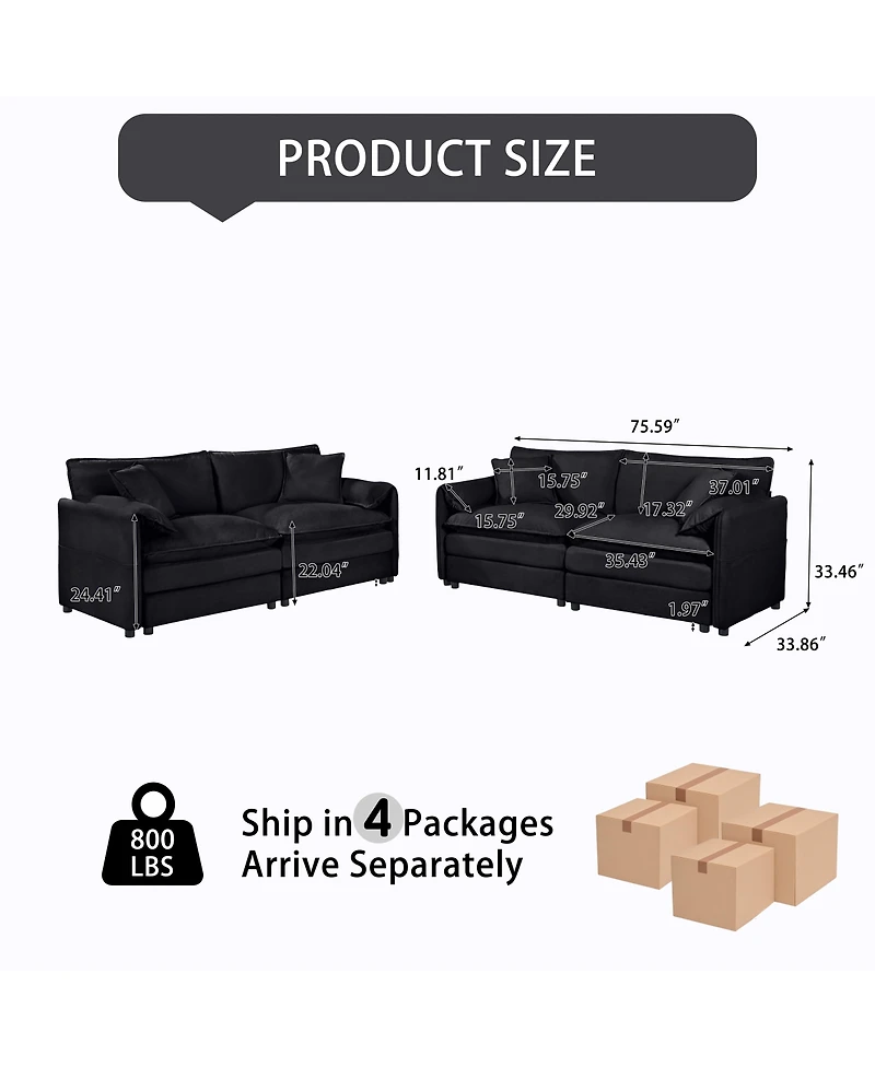 Streamdale Furniture Oversized Deep Seat Luxury 2 Piece Sofa Set