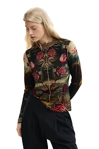 Desigual Women's T-shirt with Rose Trim