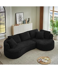 Streamdale Furniture Modern Curved L-Shape Luxury Sectional Sofa: Minimalist Comfy Sleeper Couch