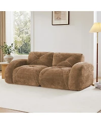 Streamdale Furniture Camel 2-Seater Tufted Sofa with Velvet Fabric, No Assembly Required