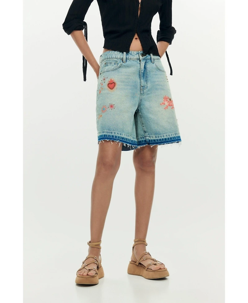 Desigual Women's Printed denim bermuda