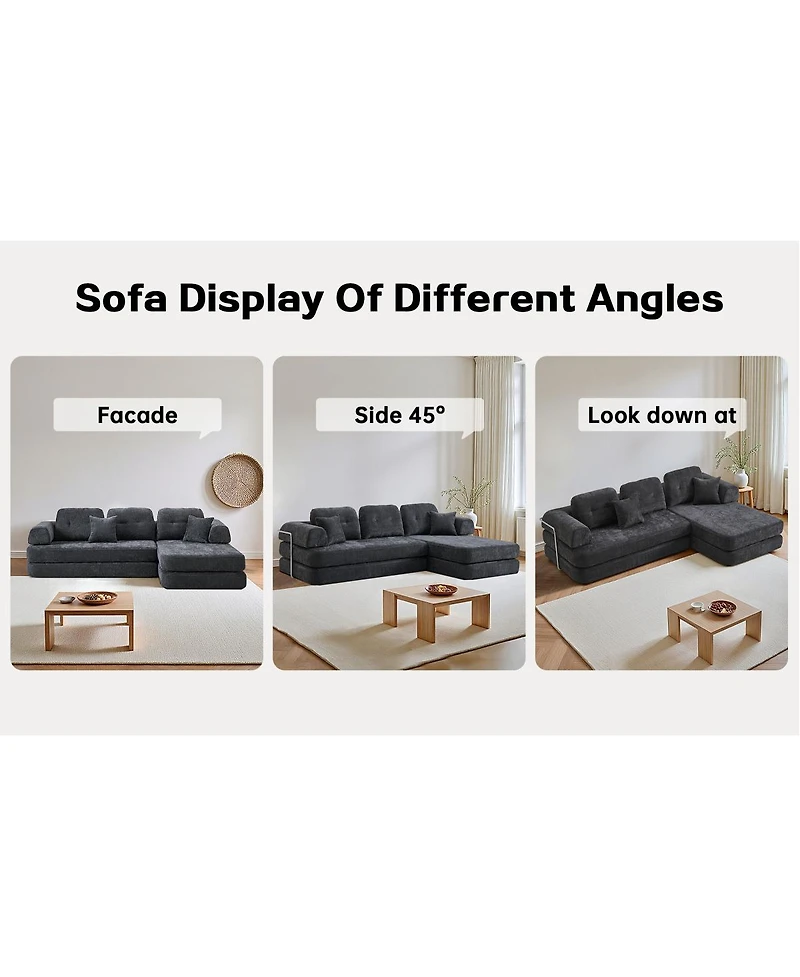 Streamdale Furniture 104" Boneless Chenille Memory Foam Modular Sectional Sofa with Chaise - No Assembly