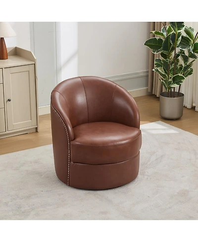 Streamdale Furniture Leather Swivel Accent Chair, Mid-Century Modern Lounge Chair