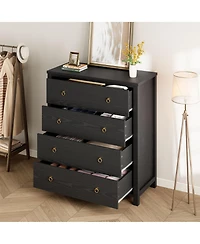 gaomon 4 Drawer Modern Dresser Tall Wooden Storage Chest Nightstand for Bedroom Nursery Hallway