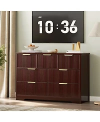 gaomon Fluted 7 Drawer Dresser for Bedroom, 47.24" Wide Modern Wood Chest with Metal Handles Storage Cabinet Tv Stand