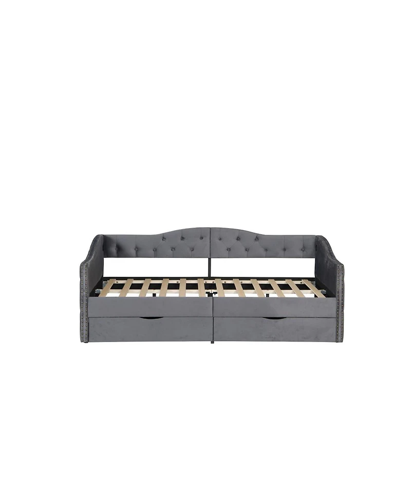 Streamdale Furniture Full Boucle Cloud Bed With Storage Drawers and Usb Charging