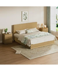 Streamdale Furniture Led Bed Frame, Modern Wood, Curved Lines
